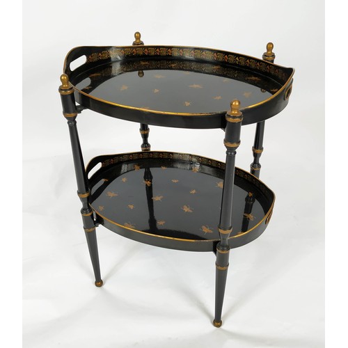 260 - ETAGERE TRAY TABLE, Chinoiserie style, toleware, 48cm W x 58cm H.