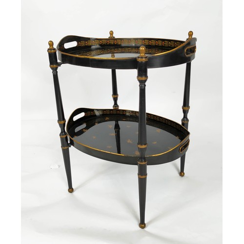 260 - ETAGERE TRAY TABLE, Chinoiserie style, toleware, 48cm W x 58cm H.