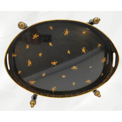 260 - ETAGERE TRAY TABLE, Chinoiserie style, toleware, 48cm W x 58cm H.