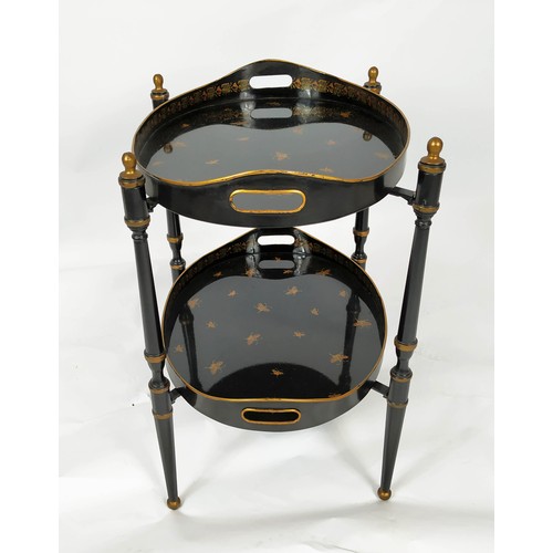 260 - ETAGERE TRAY TABLE, Chinoiserie style, toleware, 48cm W x 58cm H.