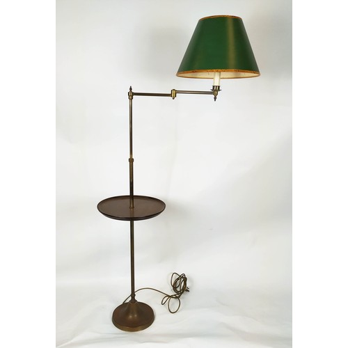 261 - STANDARD LAMP, 19th century style brass, articulated and extending with shade, Besselink and Jones, ... 