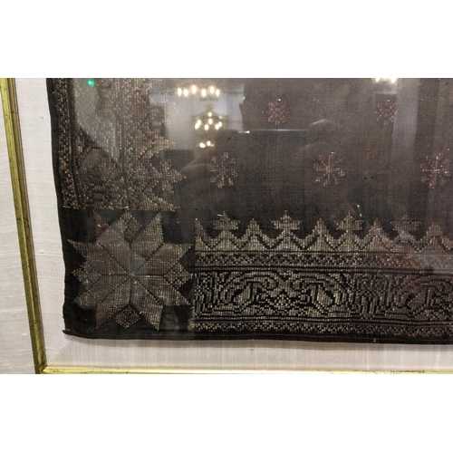 12 - MALAYSIAN SARONG, mounted and framed, 130cm x 130cm