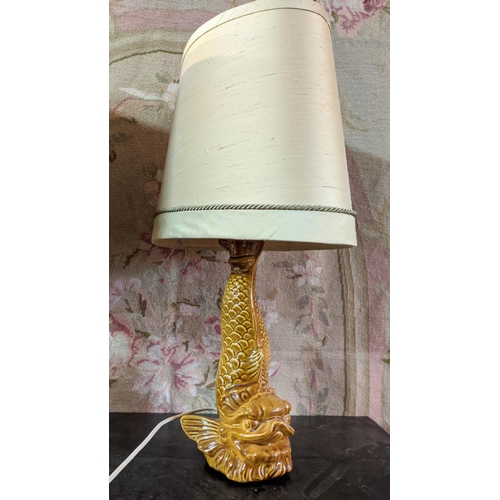 139 - CASA PUPO TABLE LAMPS, a pair, scale textured bodies, gold shades, 63cm H x 38cm W x 22cm D. (2)