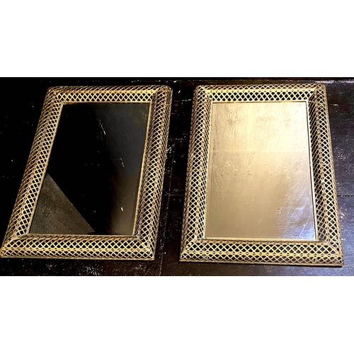 378 - WALL MIRRORS, 100cm high, 70cm wide, a pair, gilt metal pierced frames, Regency style, 100cm x 70cm.... 