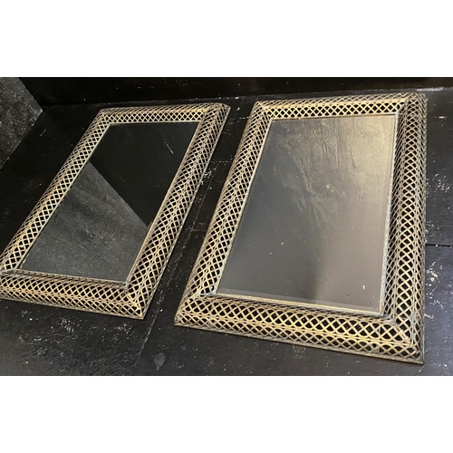 378 - WALL MIRRORS, 100cm high, 70cm wide, a pair, gilt metal pierced frames, Regency style, 100cm x 70cm.... 