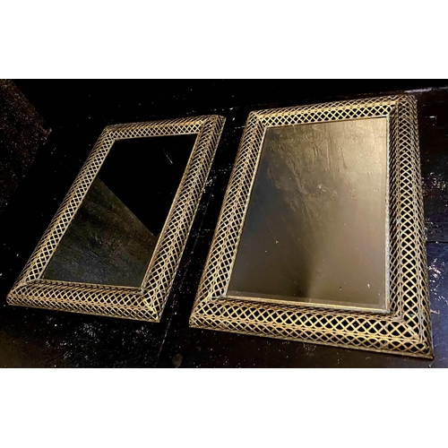 378 - WALL MIRRORS, 100cm high, 70cm wide, a pair, gilt metal pierced frames, Regency style, 100cm x 70cm.... 