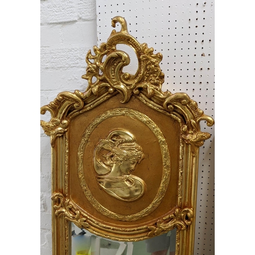 392 - PIER MIRRORS, a pair, 178cm x 52cm each, belle époque style, gilt frames.