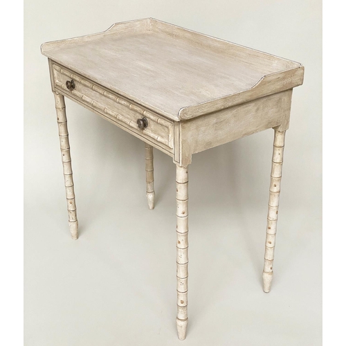 164 - FAUX BAMBOO WRITING TABLE, 19th century English, painted with single frieze drawer, 76cm W x 79cm H ... 