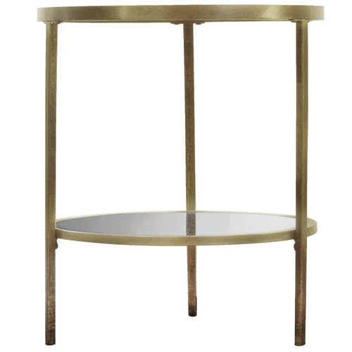 419 - SIDE TABLE, 1960s French style, glass top, mirrored undertier, gilt frame, 60cm H x 50cm W x 50cm D.