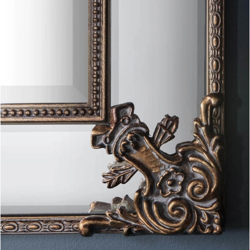 423 - WALL MIRROR, continental style, marginal mirrored frame with gilt detail, 83cm W x 4.5cm D x 114cm H... 