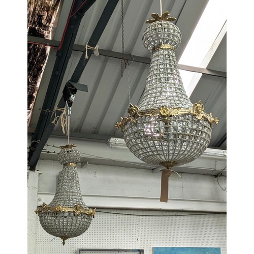 402 - BAG CHANDELIERS, a pair, French Empire style, 75cm drop approx. (2)