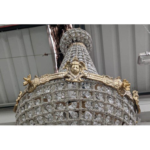 402 - BAG CHANDELIERS, a pair, French Empire style, 75cm drop approx. (2)