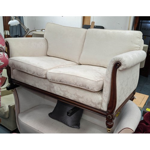 301 - SOFA, Damask style upholstered, 160cm W.