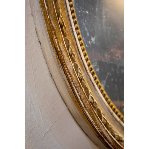 266 - WALL MIRRORS, a pair, Louis XVI style, applied to later boards, painted finish, 19th century oval fr... 