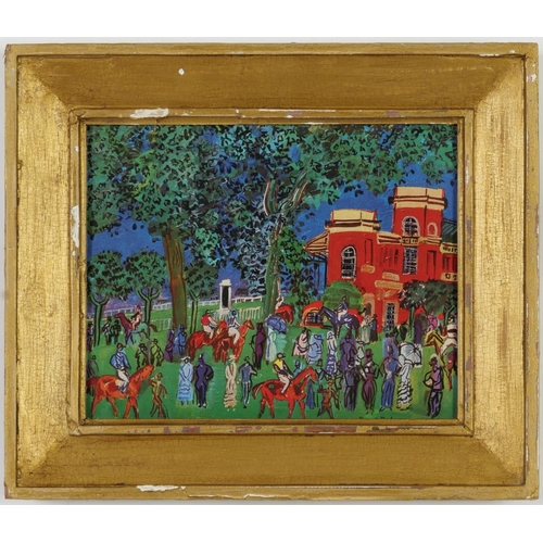 48 - RAOUL DUFY, Paddock, signed in the plate, off set lithograph, French vintage frame, 21cm x 25.5cm. (... 