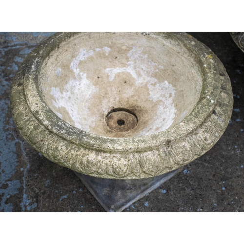 280 - GARDEN URNS, 39cm H x 60cm D, a pair, reconstituted stone. (2)