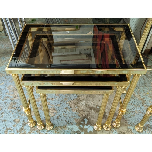 281 - NEST OF TABLES, a set of three, 1960s French style, gilt metal and glass, 55.5cm x 33.5cm x 48cm. (3... 