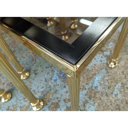 281 - NEST OF TABLES, a set of three, 1960s French style, gilt metal and glass, 55.5cm x 33.5cm x 48cm. (3... 