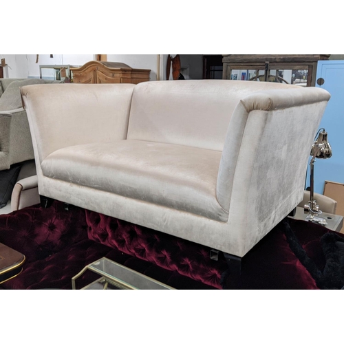 282 - SOFA, 100cm D x 160cm W, Champagne coloured velvet upholstered.