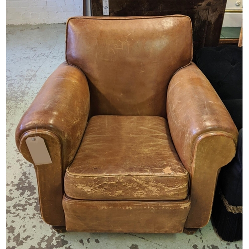 145 - CLUB CHAIR, Art Deco, leather, 87cm x 86cm x 80cm H.