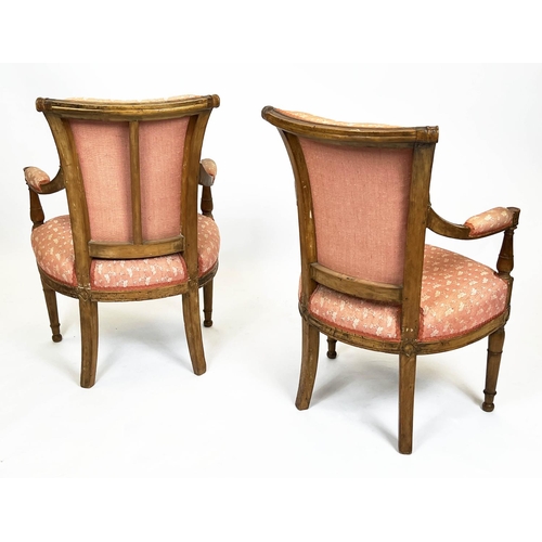 151 - FAUTEUILS, 86cm H x 57cm, a pair, Directoire beechwood in patterned fabric. (2)