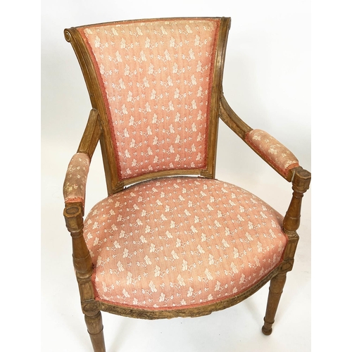 151 - FAUTEUILS, 86cm H x 57cm, a pair, Directoire beechwood in patterned fabric. (2)