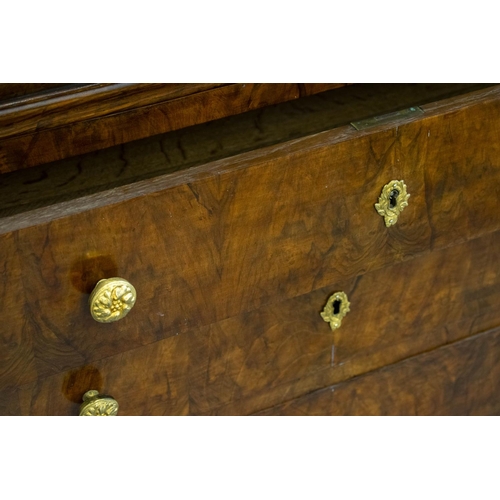 159 - COMMODE, 97cm H x 126cm x 55cm, Louis Philippe walnut with four drawers and grey marble top.