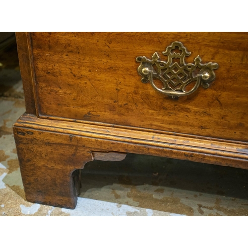 166 - CHEST, 71cm H x 92cm W x 48cm D, George II mahogany with later grey chenille padded top above three ... 