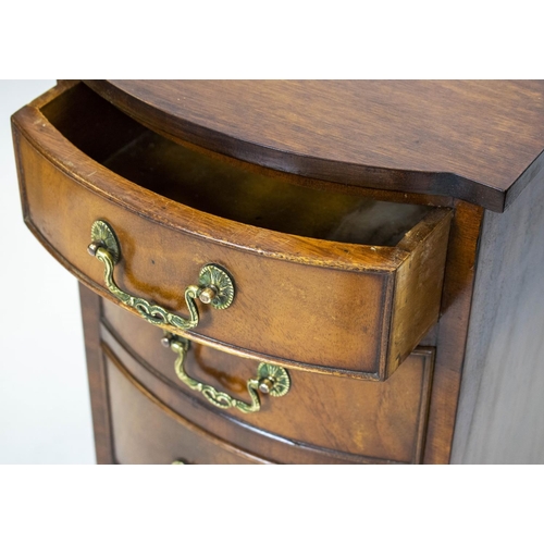 167 - BOWFRONT BEDSIDE CHESTS, 75cm H x 35cm W x 53cm D, a pair, Georgian style mahogany, each with four d... 