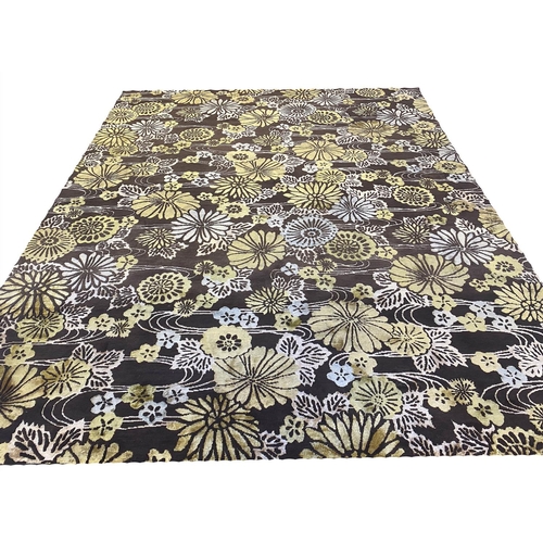 89 - EMMA GARDNER DESIGN CARPET, 370cm x 293cm 'Flower on Water', hand knotted wool and Chinese silk.