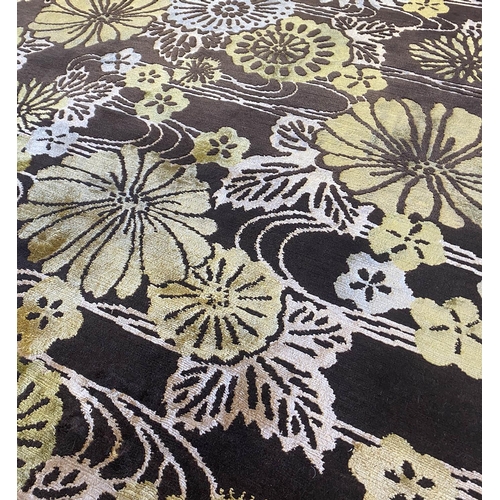 89 - EMMA GARDNER DESIGN CARPET, 370cm x 293cm 'Flower on Water', hand knotted wool and Chinese silk.