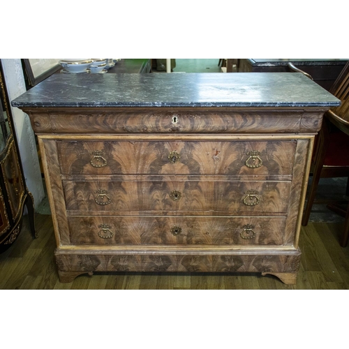 206 - COMMODE, 92cm H x 126cm W x 56cm D, Louis Philippe bleached mahogany, with grey marble top above fou... 