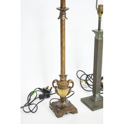 181 - TABLE LAMPS, two pairs and three others including an urn and a pineapple lamp, tallest 83cm H. (7)