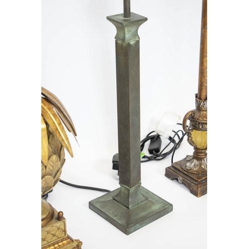 181 - TABLE LAMPS, two pairs and three others including an urn and a pineapple lamp, tallest 83cm H. (7)