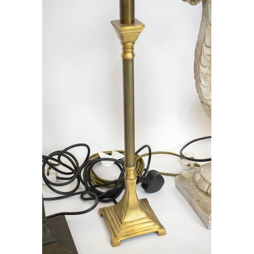 181 - TABLE LAMPS, two pairs and three others including an urn and a pineapple lamp, tallest 83cm H. (7)