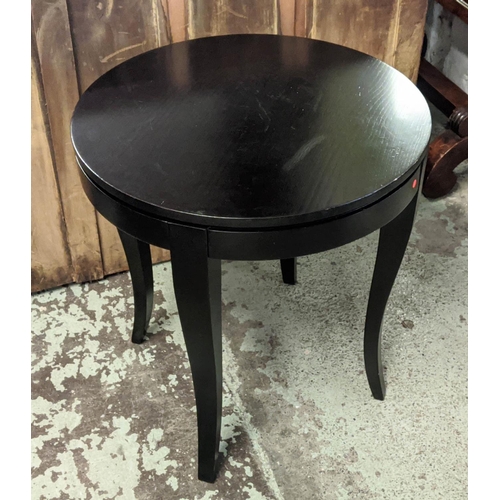 419 - LAMP TABLE, 60cm x 67cm H, black ash with circular top, by Colefax & Fowler.