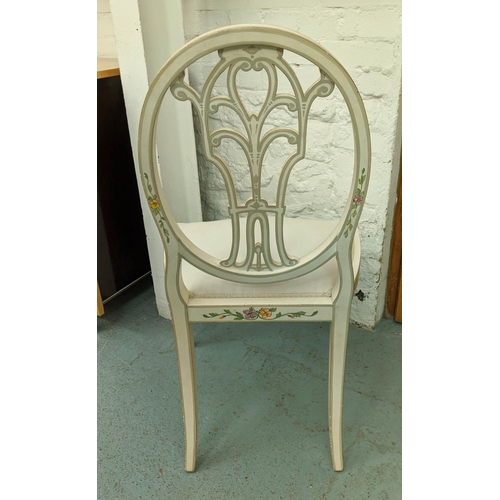 323 - DRESSING TABLE, 91cm W x 134cm H x 52cm D with mosaic style inlay and a floral painted side chair. (... 