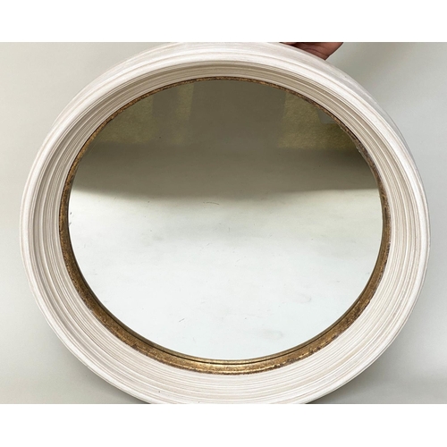 220 - CIRCULAR WALL MIRROR, Regency style with moulded frame and gilt slip, 85cm W.