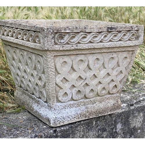 259 - GARDEN PLANTERS/WINDOW BOXES, well weathered reconstituted stone rectangular of neo classical form, ... 