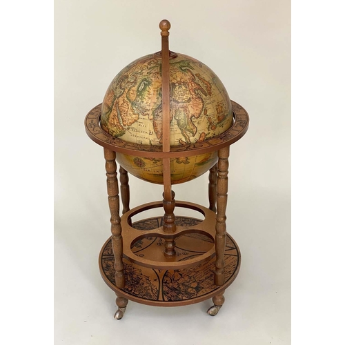 265 - GLOBE COCKTAIL CABINET, in the form of an antique terrestrial globe on stand, 92cm H.