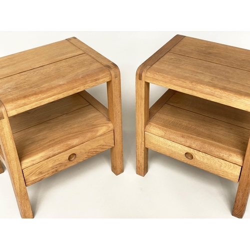 269 - LAMP TABLES BY HABITAT, a pair, solid oak, 1970s design style, each with undertier drawer, 56cm x 56... 