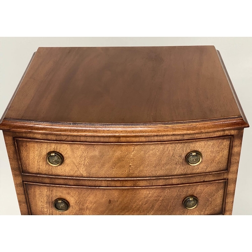 100 - BOWFRONT CHEST, George III style mahogany with five long drawers and bracket supports, 54cm W x 94cm... 