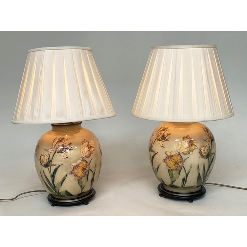'TULIP' TABLE LAMPS, a pair, Chinese ceramic vase form with ...
