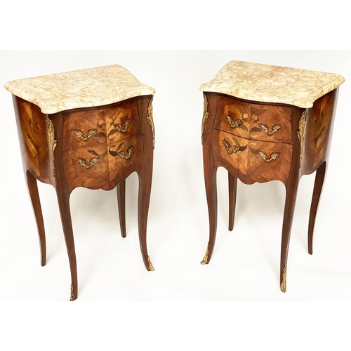 110 - TABLES DE NUIT, a pair, French Louis XV style Kingwood, marquetry inlaid and gilt metal mounted each... 