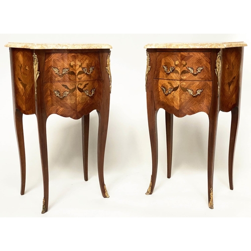 110 - TABLES DE NUIT, a pair, French Louis XV style Kingwood, marquetry inlaid and gilt metal mounted each... 