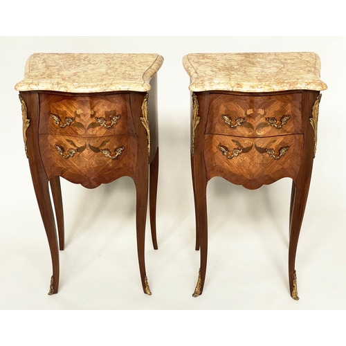 110 - TABLES DE NUIT, a pair, French Louis XV style Kingwood, marquetry inlaid and gilt metal mounted each... 