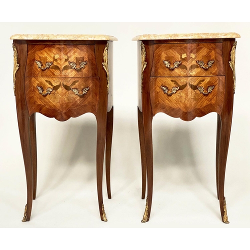 110 - TABLES DE NUIT, a pair, French Louis XV style Kingwood, marquetry inlaid and gilt metal mounted each... 