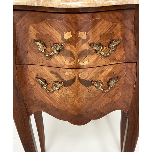 110 - TABLES DE NUIT, a pair, French Louis XV style Kingwood, marquetry inlaid and gilt metal mounted each... 