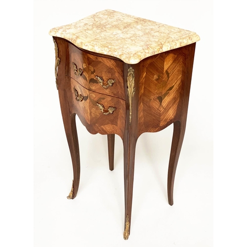 110 - TABLES DE NUIT, a pair, French Louis XV style Kingwood, marquetry inlaid and gilt metal mounted each... 