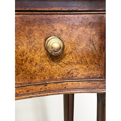 116 - HALL TABLE, George III design burr walnut and crossbanded of serpentine outline with three frieze dr... 